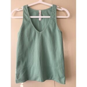 Athleta Ribbed Tank Top Mint Green V Neck Sleeveless Athletic Fit Women XS